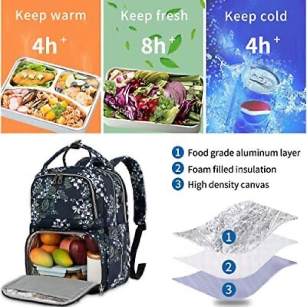 Kroser Grey Lunch Backpack with Cooler Compartment and USB Port - Picture 3 of 5
